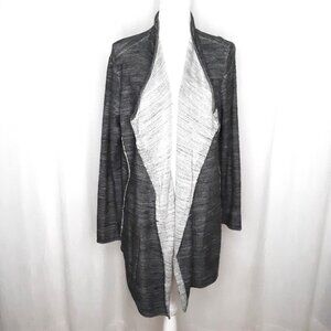 Eileen Fisher Plaited Cotton Long Cascading Cardigan Open Front